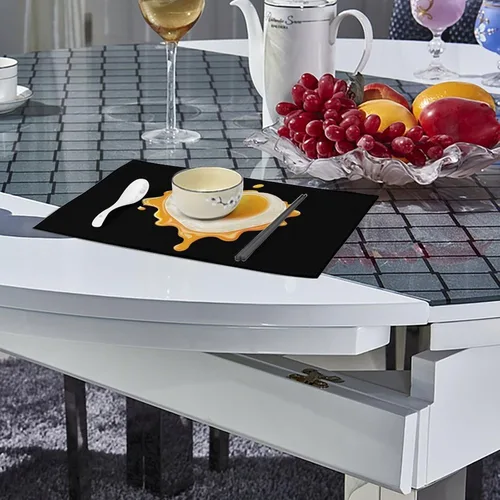 Vista 4 de Fried Egg Heart Placemats Set of 6 Resistant Table Mats Washable Place Mats for Dinner Party Table Decoration