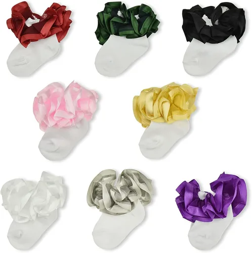 Vista 5 de TONGXiNHUA and three Chinese characters 8 Pairs Ruffle Socks for NewbornInfantToddlerLittle Girls