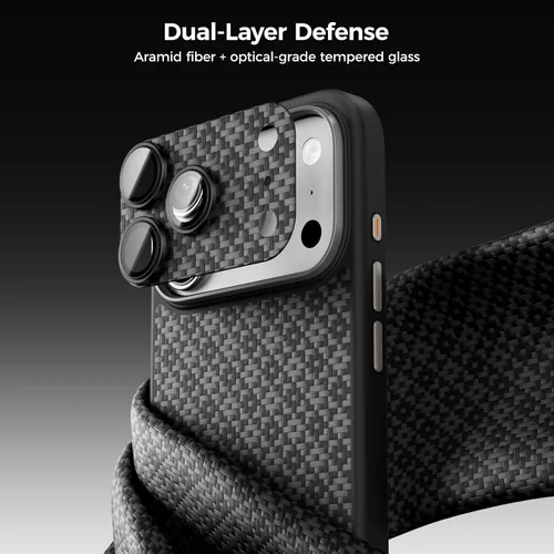 Vista 3 de BENKS ArmorWarrior - Protector de lente de cámara para iPhone 17 Pro, vidrio templado recubierto de AR con fibra de aramida, resistente a