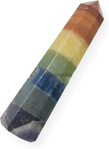 Vista 4 de WholesaleGemShop - Torre de obelisco de piedras preciosas de 3 pulgadas, faceta gigante, cristal de roca de Aura Rock Natural pulido Earth Wand