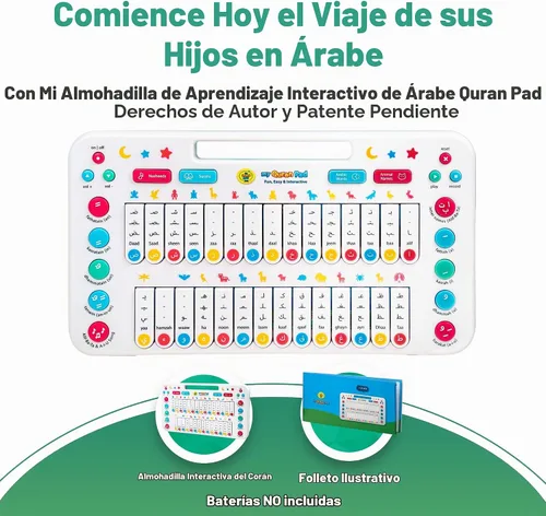 Vista 2 de My Salah Mat - Juguetes islámicos para niños - My Quran Pad - Juguete educativo para enseñar el alfabeto árabe para niños con palabras diarias