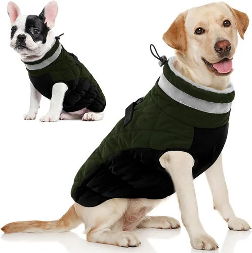 Vista 19 de AOFITEE Abrigo para perro, chaquetas cálidas para perros pequeños, abrigo de invierno para perros con arnés integrado, chaqueta de invierno