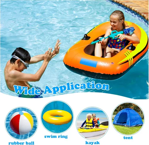 Vista 5 de Parches de piscina sobre el suelo - Kit de reparación de revestimiento de vinilo de 49 x 34 pulgadas con parche rectangular (azul)