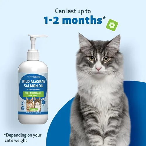 Vista 8 de Pet Wellbeing Aceite de salmón silvestre de Alaska para gatos, aceite de pescado omega-3 diario capturado en la naturaleza, procesado en frío