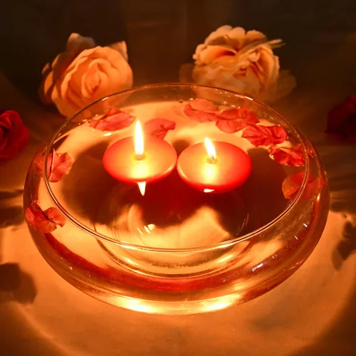 Vista 6 de Zest Candle Velas flotantes de 24 piezas, 2.25 pulgadas, color rojo