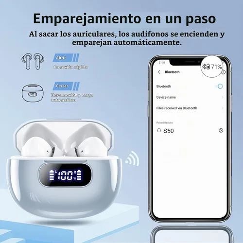 Vista 6 de Wekily Auriculares inalámbricos, auriculares Bluetooth 5.3 con pantalla de alimentación LED, auriculares inalámbricos 2025, estéreo de alta