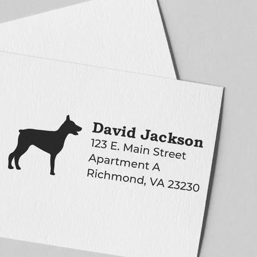 Vista 17 de Airedale Terrier Address Stamp, Custom Airedale Terrier Hand Stamp for Dog Lovers, Duo Rubber Return Address for Pet Owners