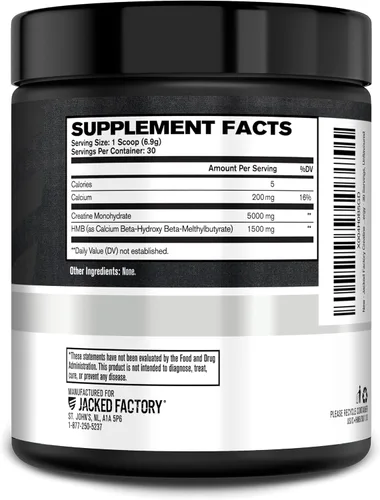 Vista 8 de Jacked Factory Suplemento en polvo de creatina HMB con monohidrato de creatina y HMB para hombres y mujeres para el crecimiento muscular, mayor