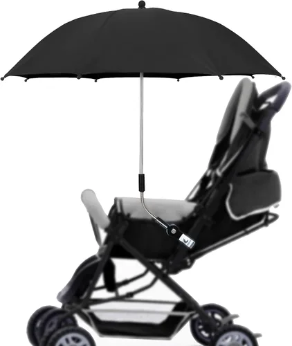 Vista 7 de Paraguas para cochecito de bebé con abrazadera universal ajustable, sombrilla a prueba de sol para niños con clip UPF 50+, ideal para cochecitos