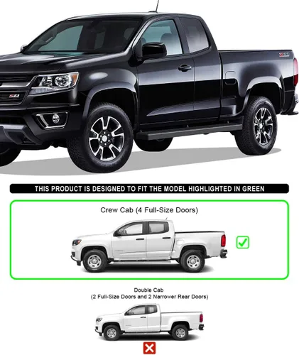 Vista 2 de APS Estribos laterales (barras nerf, pasos laterales, barras de paso) Compatibles con Chevy Colorado GMC Canyon 2015-2026 camioneta de cabina doble