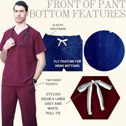 Vista 6 de HUMBLE Scrubs Pantalón Cordón Mujeres Pierna Recta Uniforme Médico