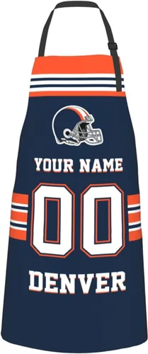Vista 15 de Delantales personalizados del estilo del fútbol, delantal personalizado de la cocina del nombre y del número, delantales impermeables modificados