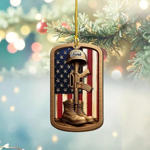 Vista 31 de Adornos de Navidad del ejército estadounidense, adorno de veterano para hombres y mujeres, adornos patrióticos para decoración de árbol de Navidad