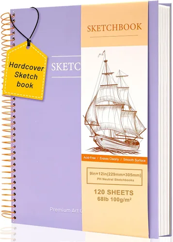 Vista 16 de Yoment Cuaderno de bocetos de 5.5 x 8.5 pulgadas, pequeño cuaderno de bocetos para dibujar, 100 hojas (68 libras/100 gsm) bloc de bocetos en espiral