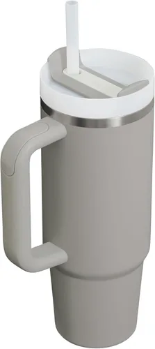 Vista 2 de Stanley Quencher H2.0 - Vaso de acero inoxidable con asa, pajilla y tapa FlowState giratoria de 3 posiciones; aislamiento térmico, sin BPA; apto