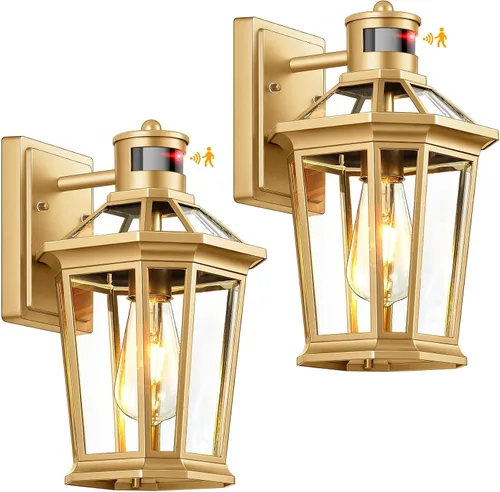 Vista 19 de VIANIS Luces exteriores grandes con sensor de movimiento negro, rango de detección ajustable, accesorios de iluminación exterior de aluminio