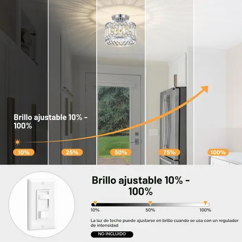 Vista 8 de YURNYQ - Lámpara de techo de cristal cromado, 1 luz, 9.05 pulgadas Modern Semi Flush Mount Ceiling Light, Hallway Lighting Fixtures Ceiling Lamp