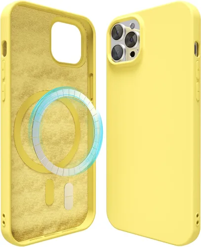 Vista 195 de oakxco Funda de silicona para iPhone 12 Pro Max, magnética, compatible con carga inalámbrica Magsafe, cubierta protectora de goma suave y delgada
