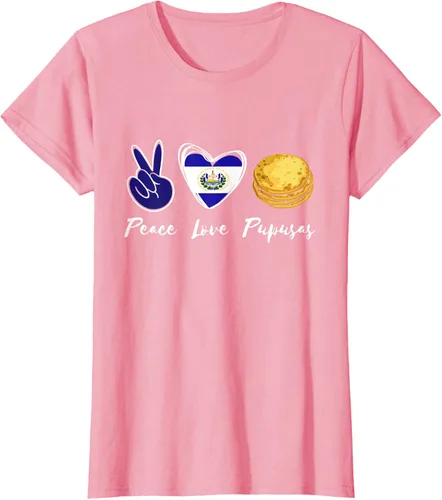 Vista 16 de Pupusas Lover Love Peace El Salvadaor Camiseta Comida Salvadoreña