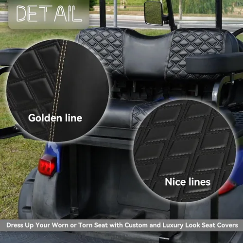 Vista 7 de Fundas de asiento delantero y trasero para carrito de golf, impermeables y resistentes al sol, de piel de vinilo de grado marino, accesorios