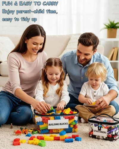 Vista 5 de Paquete de 6 bolsas de almacenamiento transparentes extra grandes con etiqueta y bolsillo, bolsas organizadoras versátiles impermeables para libros