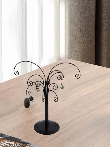 Vista 8 de NFNSIG Soporte de exhibición de árbol de joyería, soporte para aretes, soporte para joyas, torre de árbol, organizador colgante para anillos