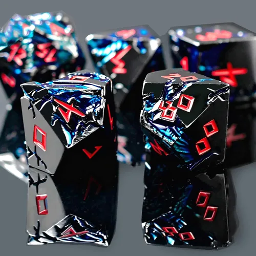 Vista 2 de Blue Dragon - Juego de dados DND de metal, 7 dados poliédricos ponderados para Calabozos y Dragones, dados RPG de aleación de zinc pesado