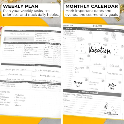 Vista 3 de Clever Fox Planner Daily PRO - Planificador diario y agenda de 8.5 x 11 pulgadas (tamaño A4) para aumentar la productividad, la gestión del tiempo