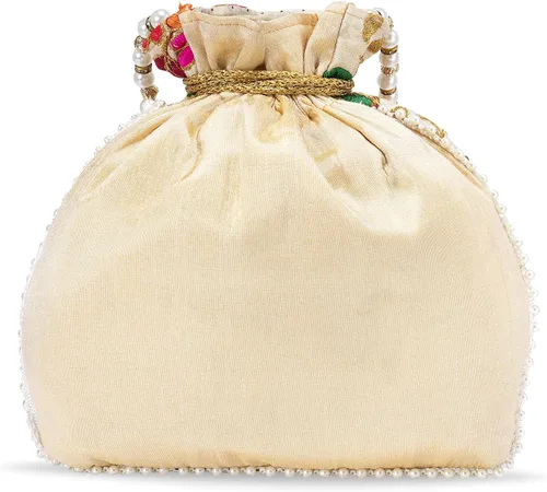Vista 6 de Bolso de mano étnico de seda con perlas Batwa con asa para mujer
