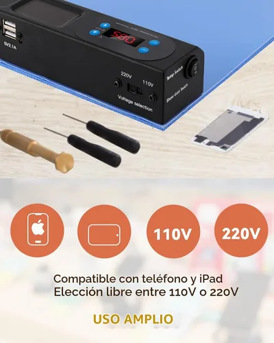 Vista 6 de Almohadilla térmica con luz LED incorporada, máquina separadora de pantalla LCD de placa de calor rápido para reparación de iPad, herramienta