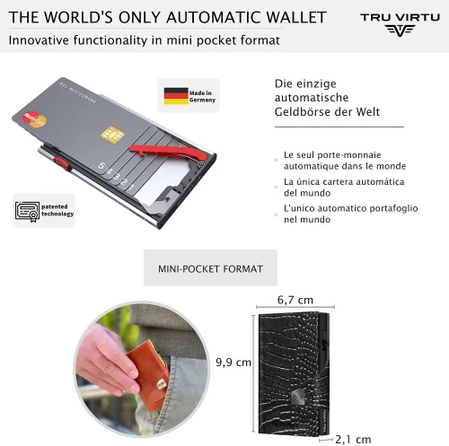 Vista 5 de Tru Virtu Cartera CLICK & SLIDE Cuero, Croco BlackBlack