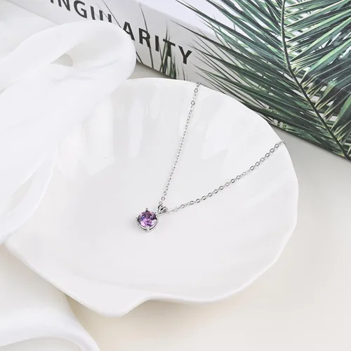 Vista 24 de 8mm Round Cubic Zirconia Sterling Silver Necklace Dainty Necklace Birthstone Jewelry Pendant Necklaces for Women