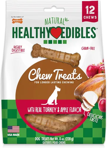 Vista 13 de Nylabone Healthy Edibles Masticables Naturales para Perros de Larga Duración con Sabor a Tocino para Perros, X-Pequeño/Muy Pequeño (2 Unidades)