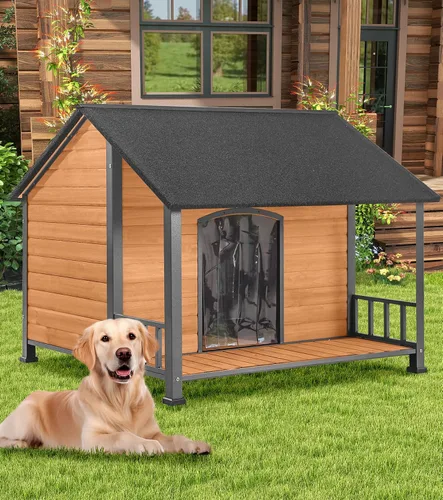 Vista 6 de Casa para perros para exteriores e interiores, perrera para invierno, refugio aislado para cachorros para perros pequeños, medianos y grandes, marco
