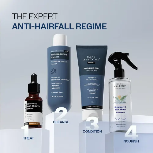 Vista 9 de Bare Anatomy Champú anticaídas Proporciona 5 veces control de caída del cabello pH 4.6 Adenosina y péptidos Fortalece las raíces débiles