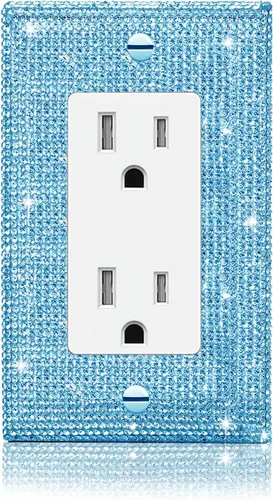 Vista 30 de 4 piezas de placa de pared rosa plateado brillante cubierta decorativa interruptor de luz cubierta de interruptor de palanca única diamantes