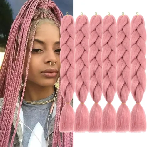Vista 12 de Beige (613#) 6 paquetes de cabello trenzado de 24 pulgadas, de fibra sintética, sin picazón, extensiones de cabello para trenzar jumbo, textura