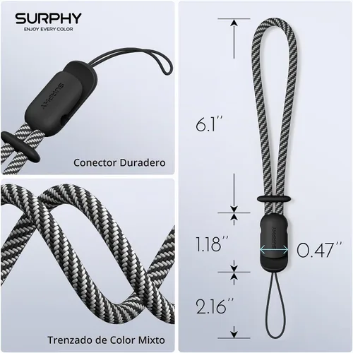 Vista 6 de SURPHY Paquete de 2 cordones para teléfono, correa de muñeca para teléfono