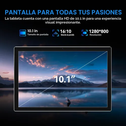 Vista 5 de Tableta Android de 10.1 pulgadas, procesador Octa-Core 2026 con almacenamiento de 64 GB, tableta WiFi 6, cámara dual de 13 MP+5MP, tableta 2 en 1