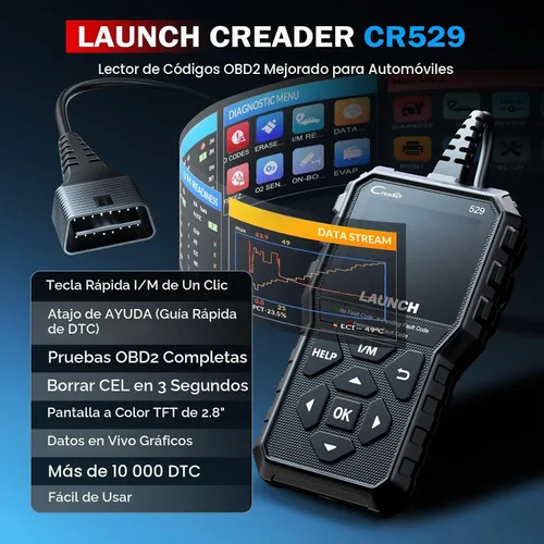 Vista 2 de Launch Lector de código de herramienta de escaneo de diagnóstico CR529 OBD2