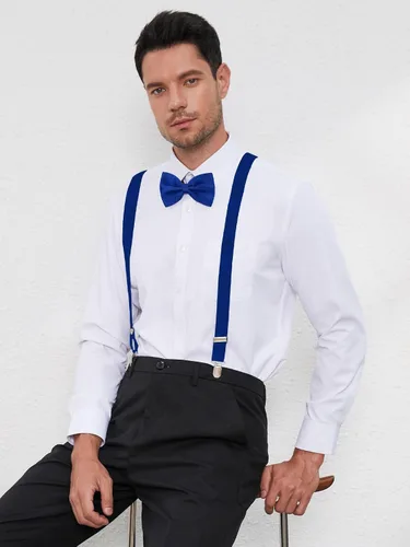 Vista 54 de habibee Color sólido para hombre en forma de Y con clips fuertes tirantes ajustables