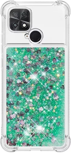 Vista 47 de Funda de silicona transparente con purpurina para Xiaomi Redmi A1 Bling Liquid Clear Star Heart Silicone Bumper a prueba de golpes, funda Azul