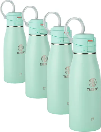 Vista 19 de Takeya Traveler - Taza de café de viaje de acero inoxidable con tapa abatible (17 onzas, rubor), taza aislada a prueba de fugas para café y té