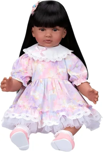 Vista 6 de Pinky 24 pulgadas 24.0 in Lovely Reborn Baby Girl Muñecas bebé realista aspecto vida como muñeca bebé muñeca vinilo silicona pelo largo bebé juguete