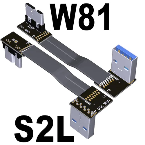 Vista 2 de ADT-Link USB 3.0 tipo A macho a Micro-B macho, cinta plana EMI blindaje FPC USB 3.0 Micro B conector de ángulo de 90 grados hacia abajo