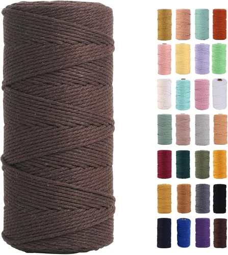 Vista 34 de Cuerda de macramé azul aire de 0.079 in x 220 yardas, cuerda de algodón colorido de algodón suave para colgar en la pared, colgadores de plantas