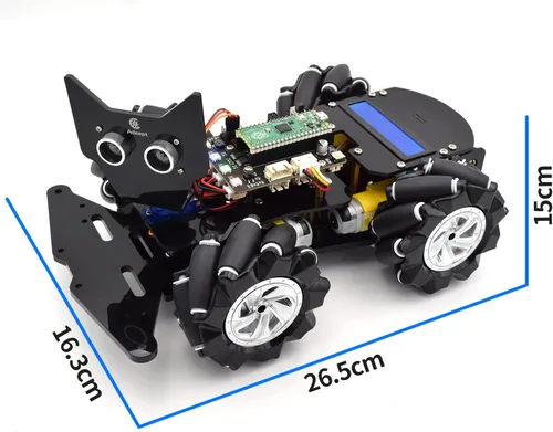 Vista 6 de Adeept Kit robótico de ruedas mecánicas omnidireccionales 4WD compatible con Raspberry Pi Pico DIY STEM Kit de robot educativo controlado a