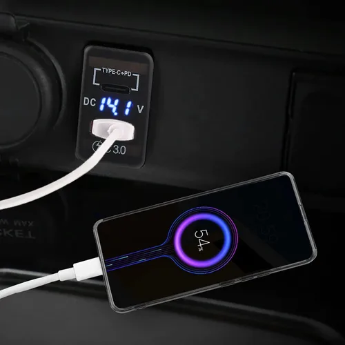 Vista 5 de Carga rápida 3.0 y PD USB C Dual USB puerto cargador adaptador de corriente para Toyota