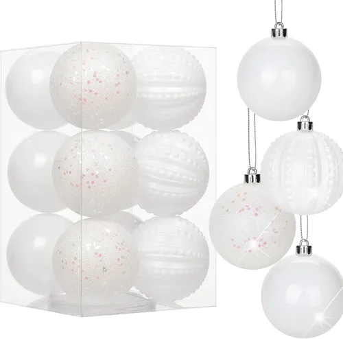 Vista 42 de Adornos de bolas de Navidad negras de 2.36 pulgadas, 25 piezas inastillables, set de adornos de Navidad, bolas de Halloween, adorno negro para árbol