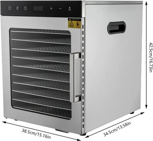 Vista 7 de Máquina deshidratadora de alimentos, 110 V, 800 W, 10 bandejas de acero inoxidable, secadora de alimentos de cocina con temperatura ajustable